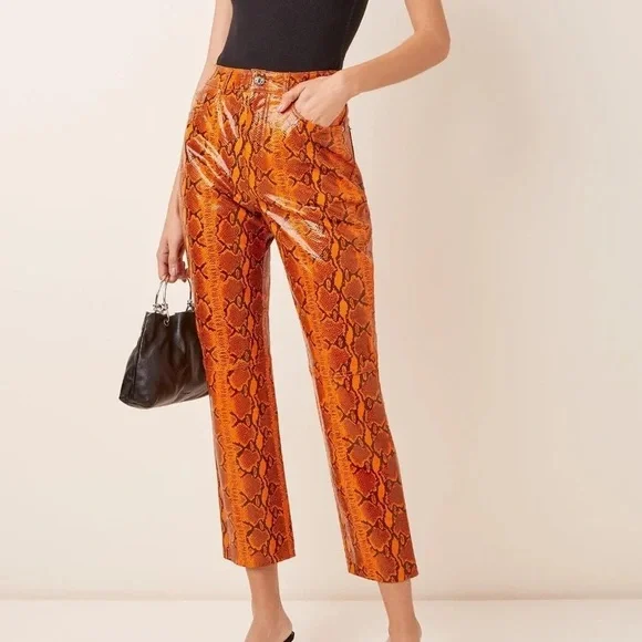 GRLFRND Pants Jumpsuits Grlfrnd Shiloh Snake Print Leather